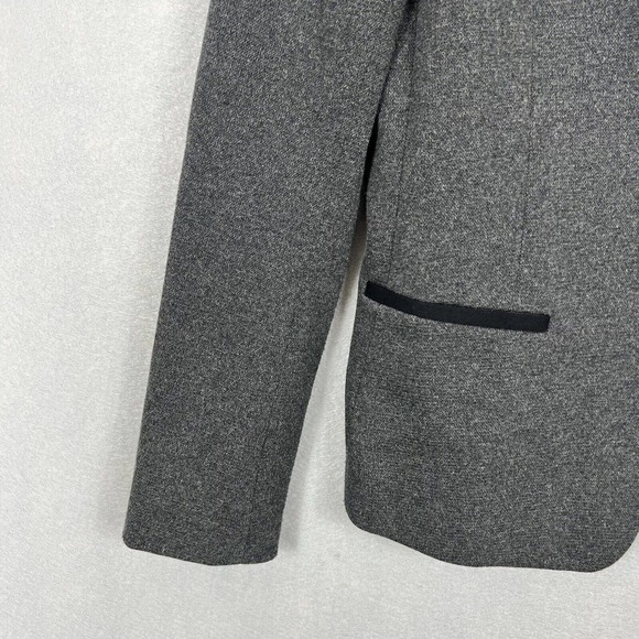 Theory Blazer Jacket Size 8 Gray Black Trim Single Button Workwear Career - Picture 3 of 12
